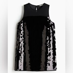 H&M NWT viral black sequin disc sleeveless mini dress.XL
